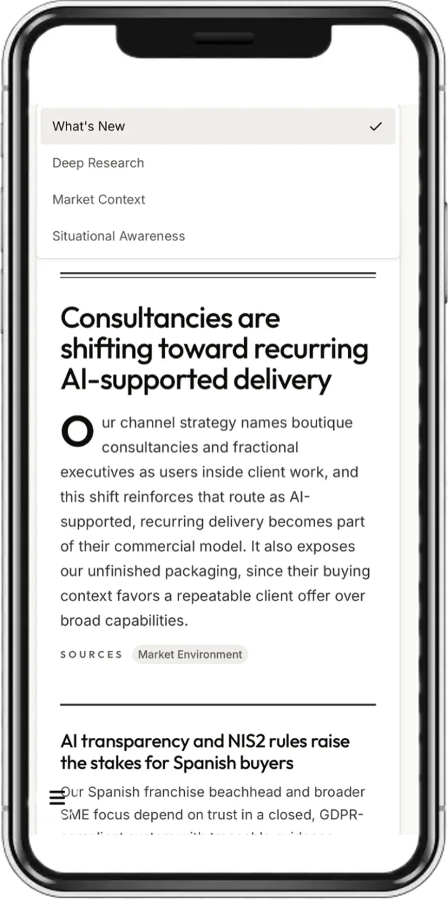 DoLoop app: Market Radar with a flagged industry shift.